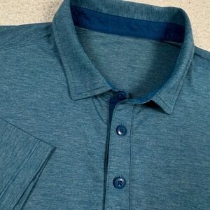 Lululemon Polo Shirt Mens L ? Performance Stretch Short Sleeve Golf Heather Blue